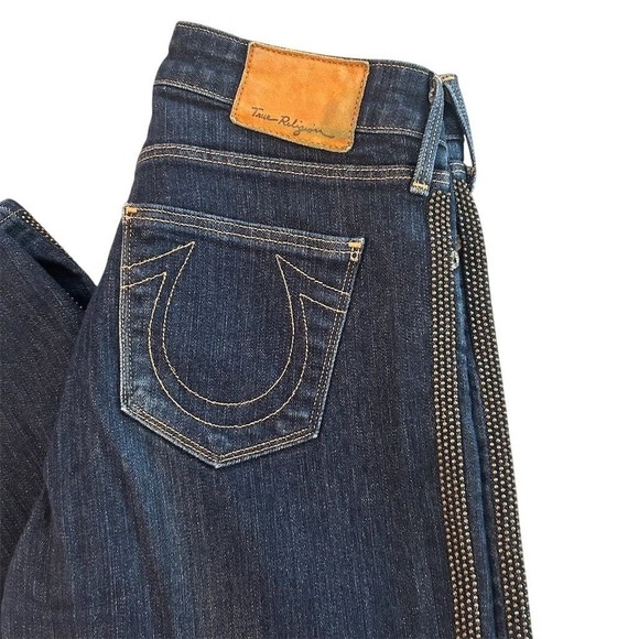 True Religion Womens Jeans Sz 28 Rhinestone Embellished Super T Stitch Skinny - Picture 2 of 16